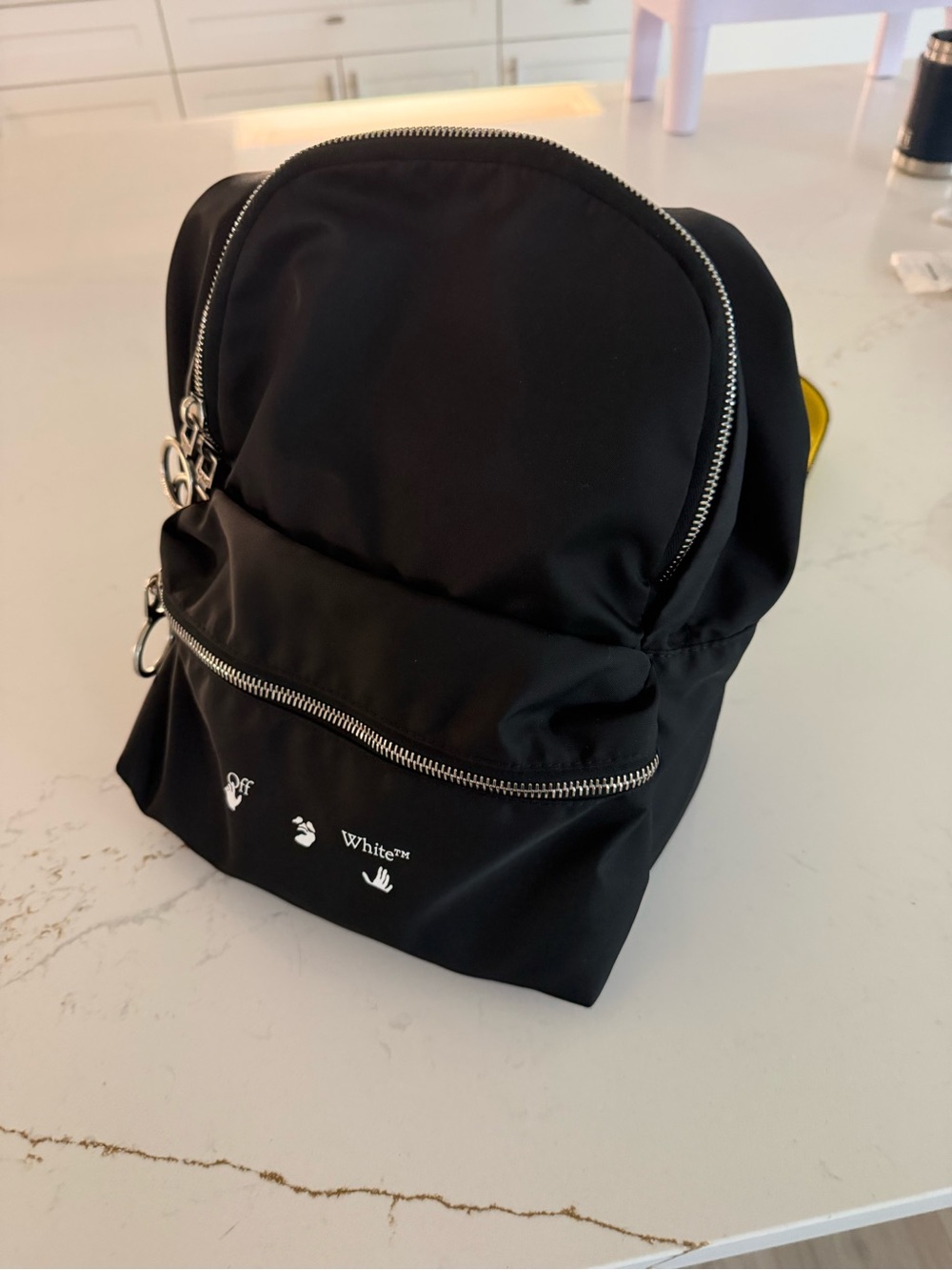 Off-White Black Nylon Small Backpack with Silver Hardware